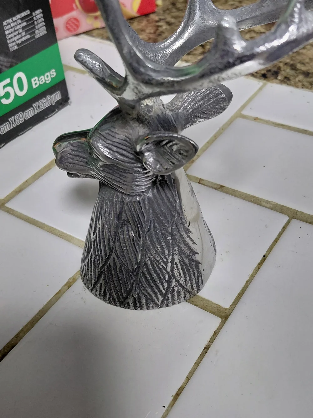 Silver Deer Antler Jewelry Holder — Polished Silver Accessory Stand